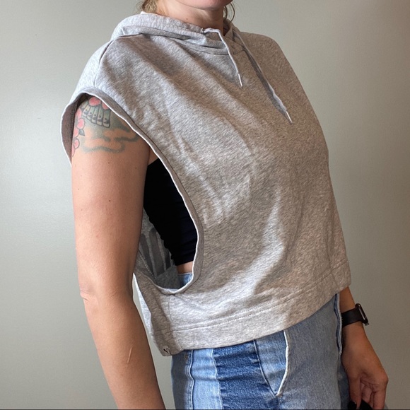 PUMA Hoodie Crop Sweatshirt Muscle Tee Gray XL - Picture 4 of 12